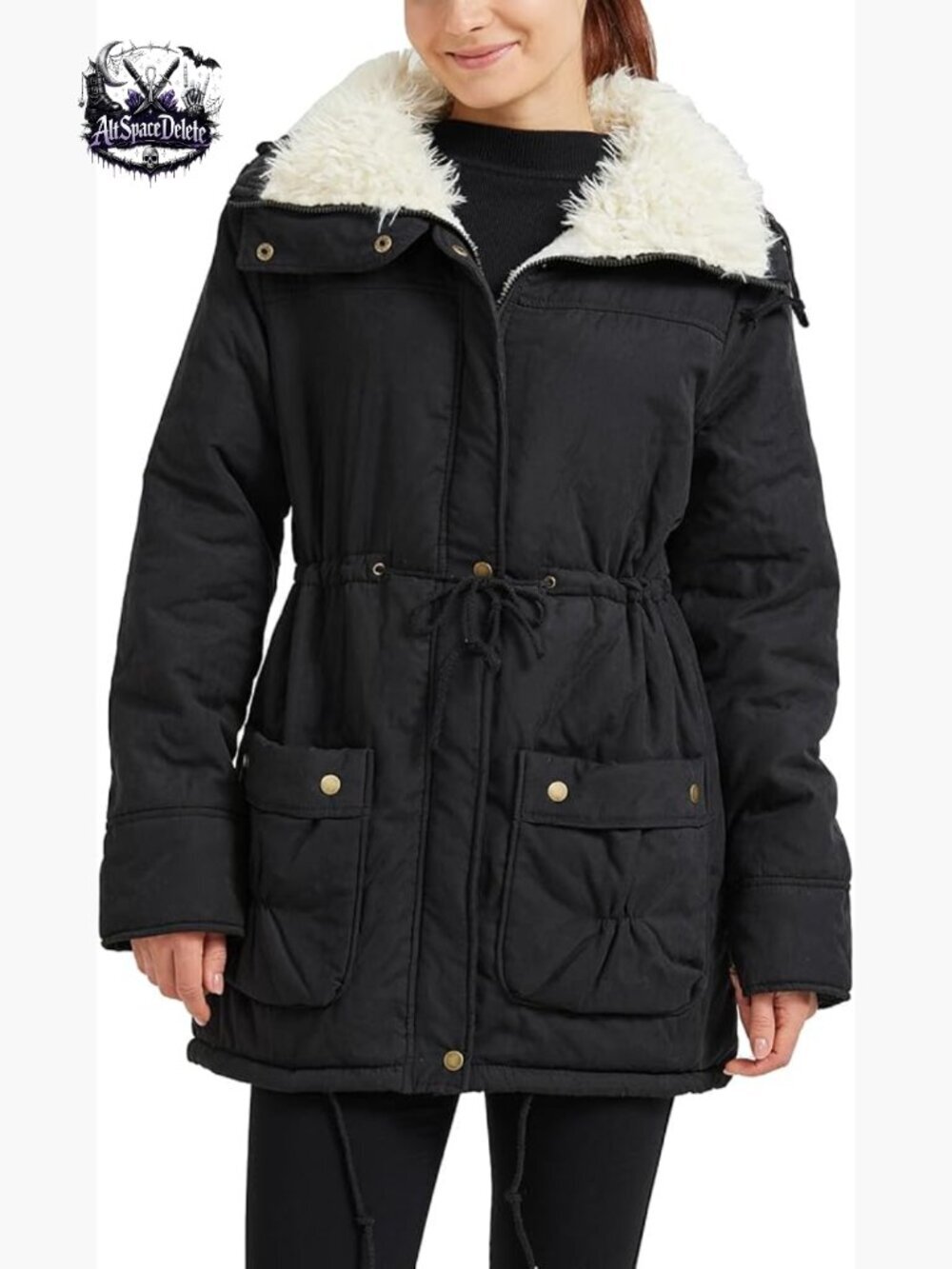 Women's Winter Mid Length Thick Warm Faux Lamb Wool Lined Jacket Coat